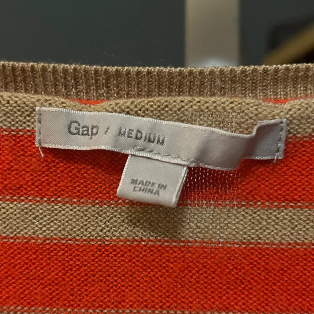 GAP Stripe Sweater Dress Orange Tan Size Medium Wool Blend
